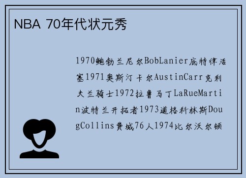 NBA 70年代状元秀